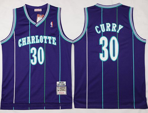 Men Charlotte Hornets #30 Dell Curry Purple Throwback Stitched NBA Jersey